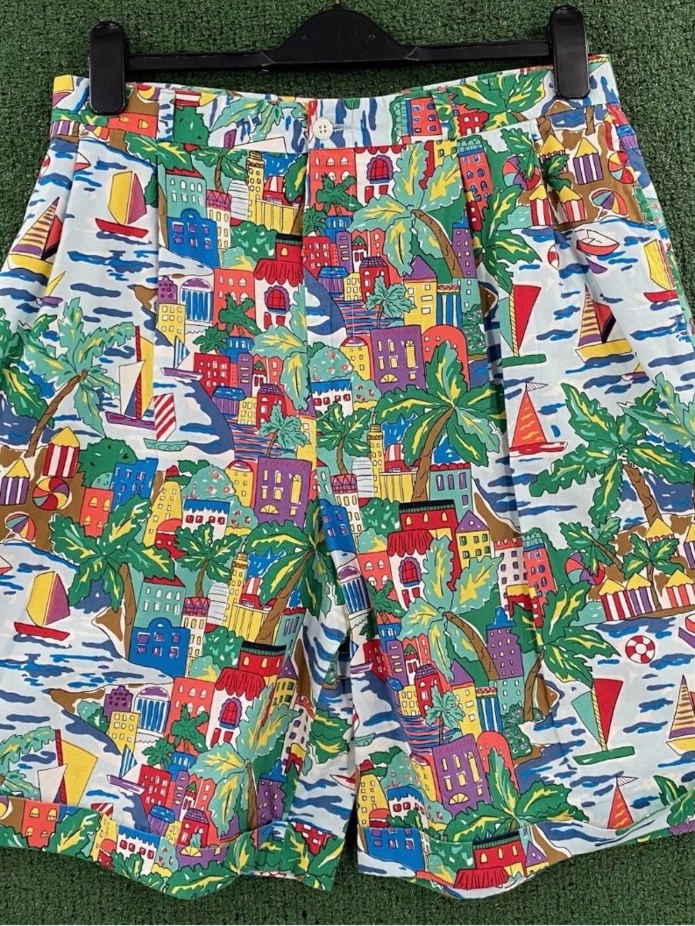 VTG 80’s City Beach Colorful Pleated Cuffed Shorts Women’s SZ 31” Waist USA Made